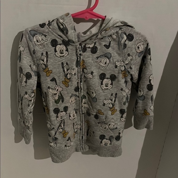 Disney Gray Zip-Up Hoodie with Mickey Mouse Print - Picture 1 of 3